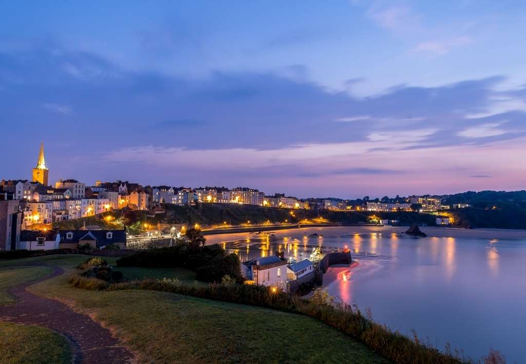 View of Tenby Harbour At Sunset